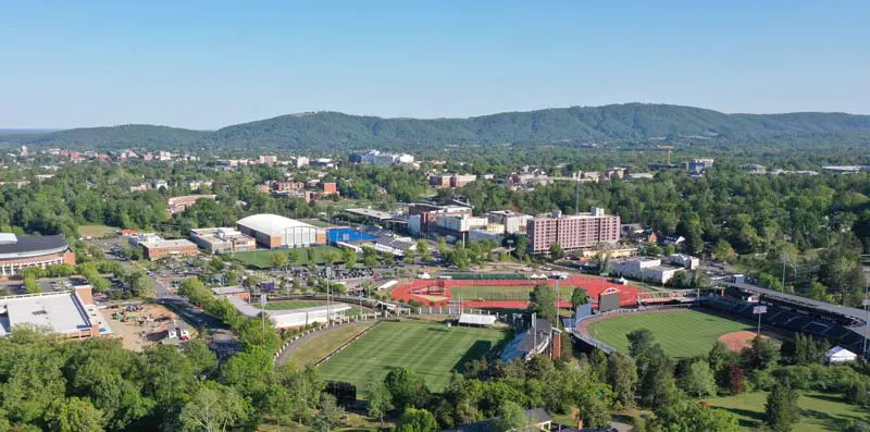 aerial view of baseball park